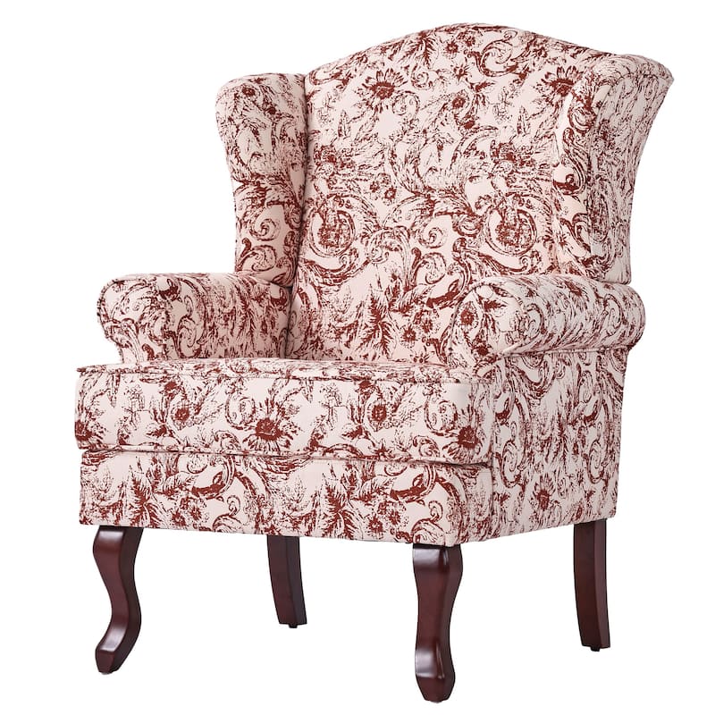 2 Set Traditional Rolled Arm Wing Back Accent Chair