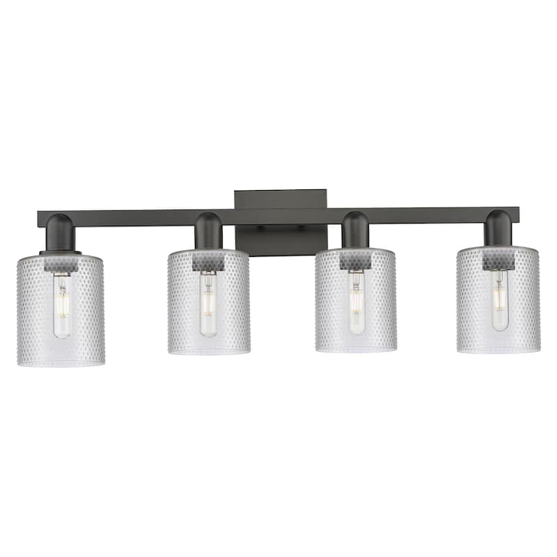 Innovations Lighting 716-4W-11-32 Cobbleskill Vanity Cobbleskill 4 - Matte Black / Clear