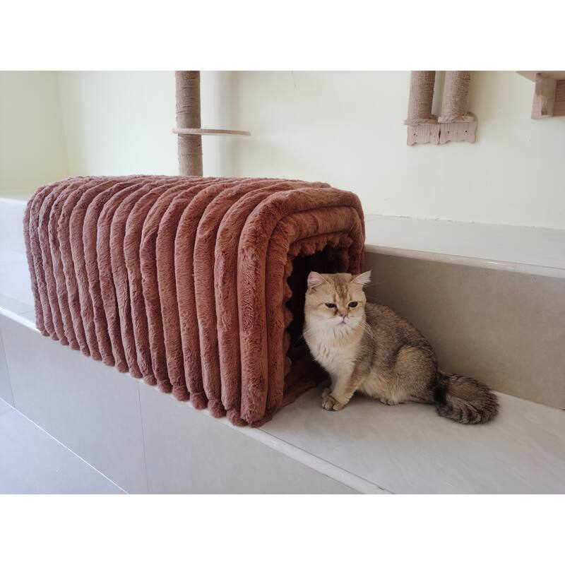 Ottoman bench storage foot rest for couch Pet Supplies Corduroy Bench Cat's nest to hide - Brown