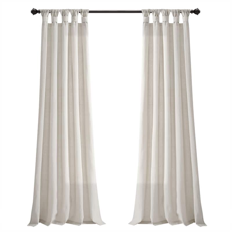 Porch & Den Alsea Burlap Knotted Tab Top Window Curtain Panel Pair