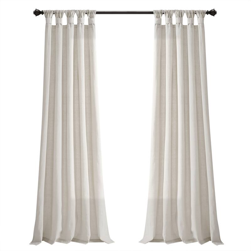 Porch & Den Alsea Burlap Knotted Tab Top Window Curtain Panel Pair