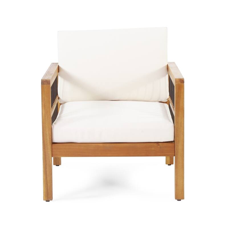 Christopher Knight Home Acacia and Wicker Patio Club Chair with Cushion