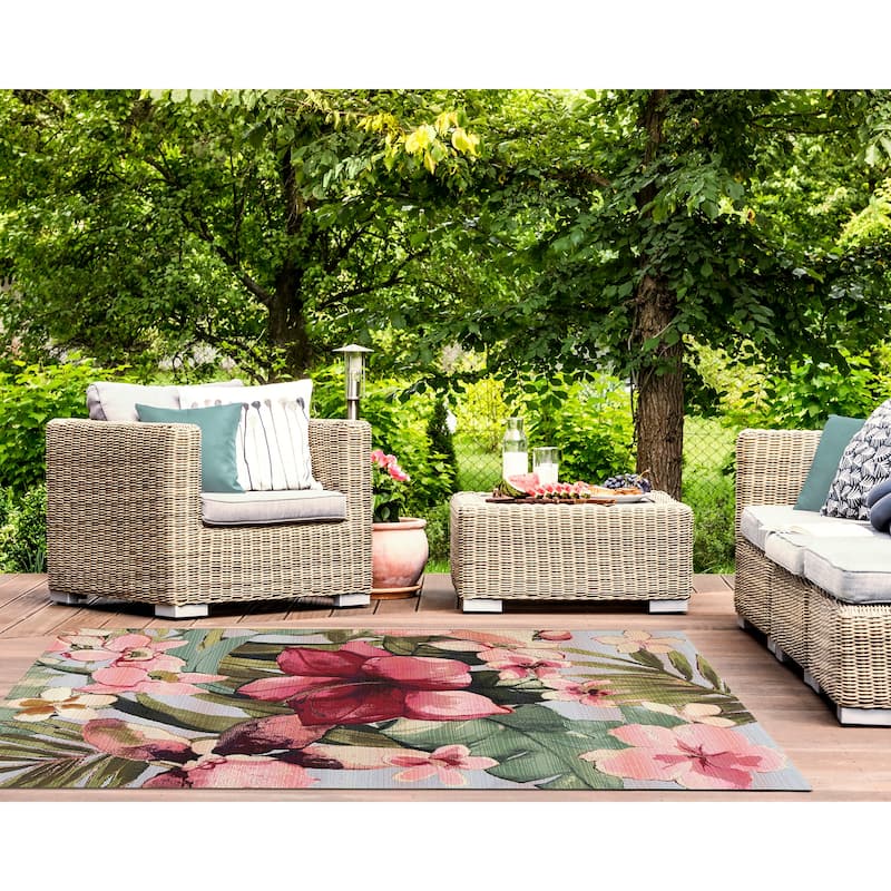 Liora Manne Marina Tropical Floral Indoor/Outdoor Rug - 7'10" x 9'10" - Multi