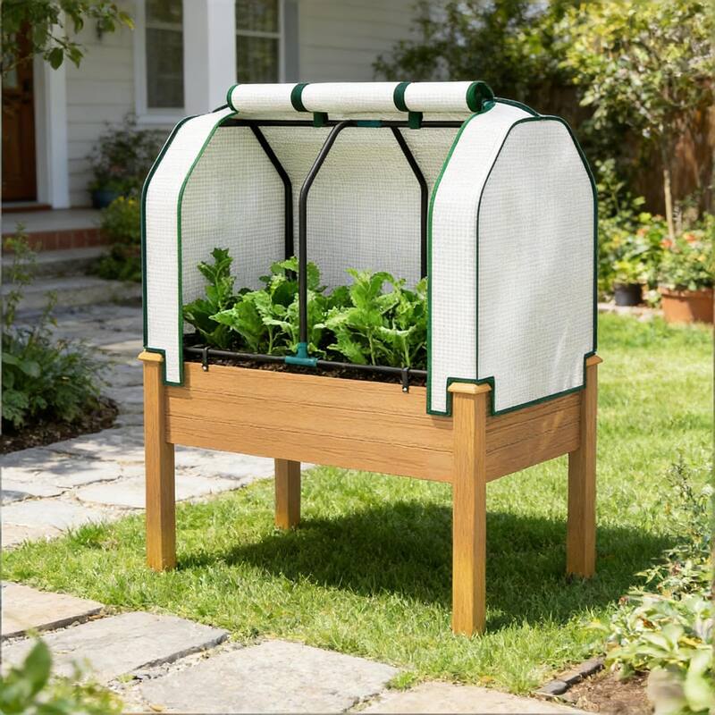 Wooden Outdoor Planter Box, Convenient Raised Raised Bed - Sand