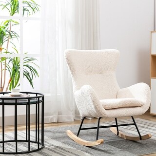 Teddy Fabric Padded Seat Rocking Chair - Bed Bath & Beyond - 40565509