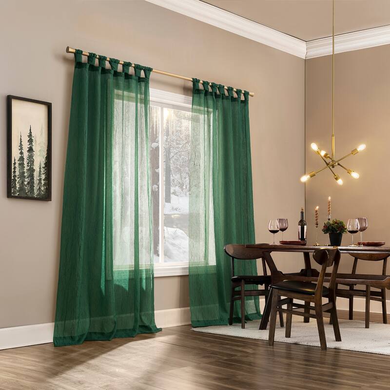 No. 918 Krista Holiday Twist Tab Sheer Tab Top 1-Piece Curtain Panel, Single Panel