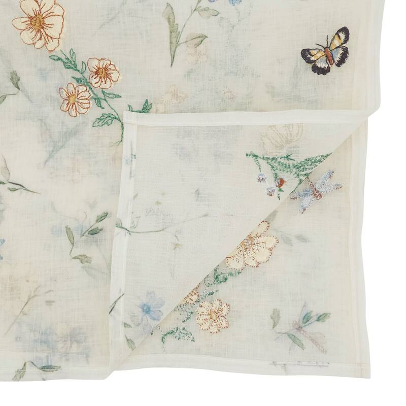 Sheer Floral & Butterfly Printed Table Runner with Soft Botanical Motif and Lightweight Decorative Finish, 14"x72"