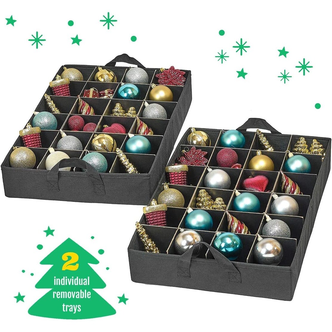  Christmas Ornament Storage Container with 2 Removable