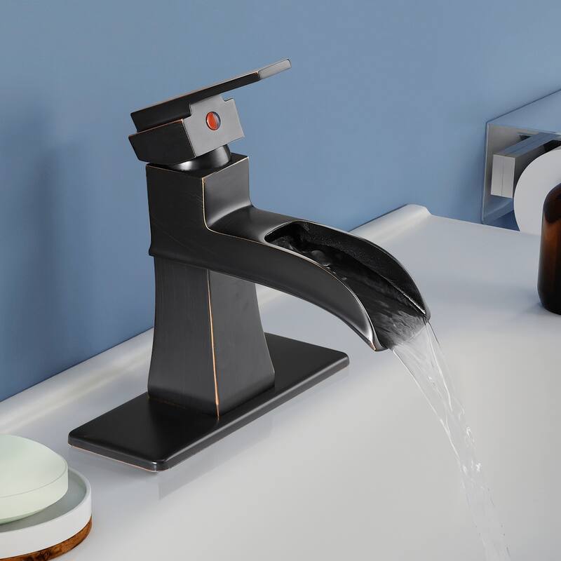Topcraft Single Handle Waterfall Bathroom Faucet with Baseplate