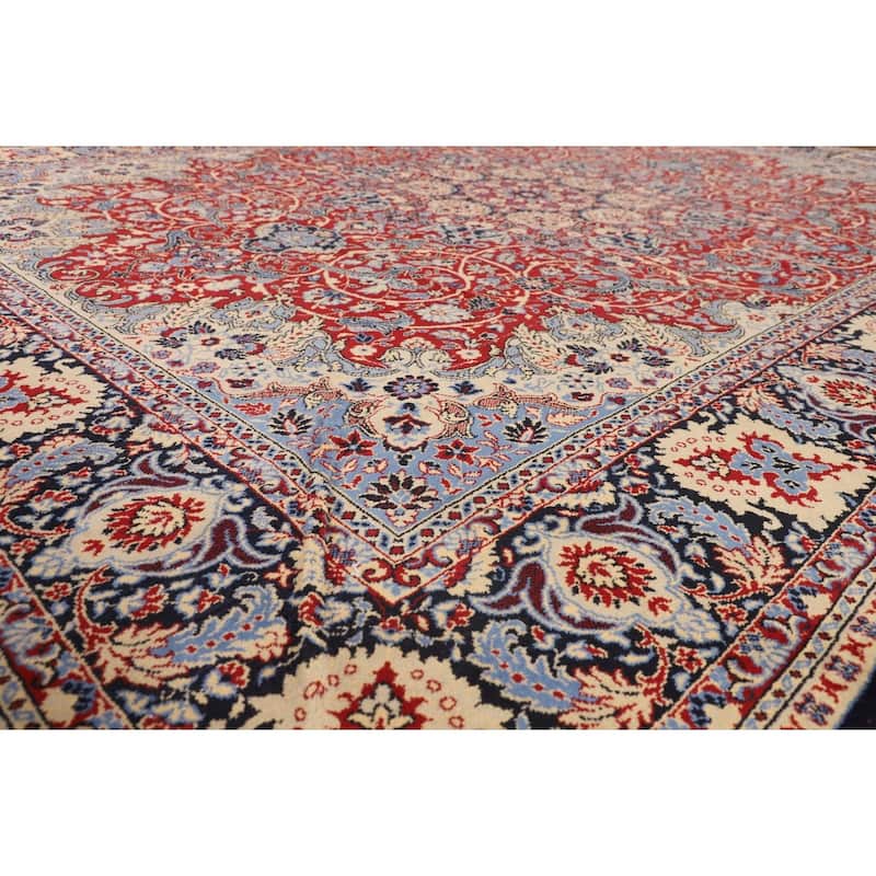 Traditional Kashan Turkish Rug Machine-Made Floral Carpet - 9'9" x 13'0"
