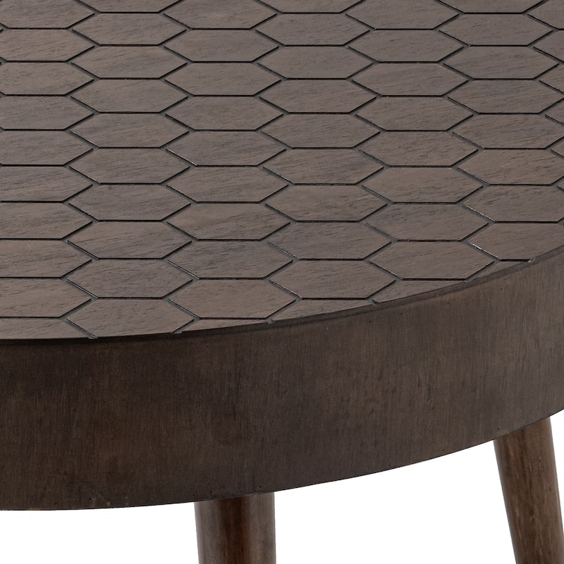 COSIEST Rustic Brown Solid Wood Coffee Table for Living Room