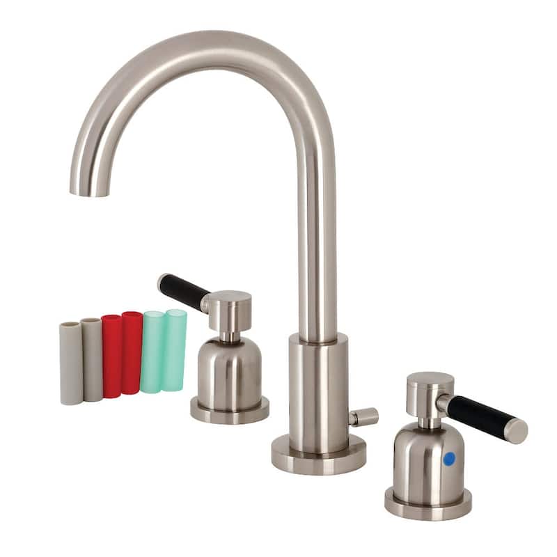 Kingston Brass Kaiser 1.2 GPM Deck Mounted Widespread Bathroom Faucet - Brushed Nickel