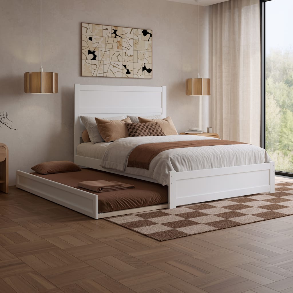 Aveline Wood Platform Bed with Matching Footboard & Trundle