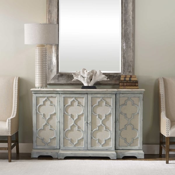 slide 1 of 2, Uttermost Sophie 60" Wide Casual Luxury Coastal Breakfront Buffet - Weathered Grey Weathered Grey