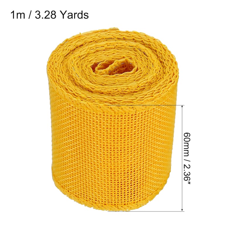 Burlap Fabric Ribbon, Wired Jute Crafts Roll for Party DIY Decoration - Yellow - 2.36 Inch x 3.28 Yards