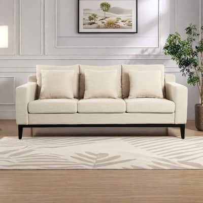 80.5" Polyester 3-Seater Sofa,Solid Wood Trim - Premium Comfort for Living Room or Study