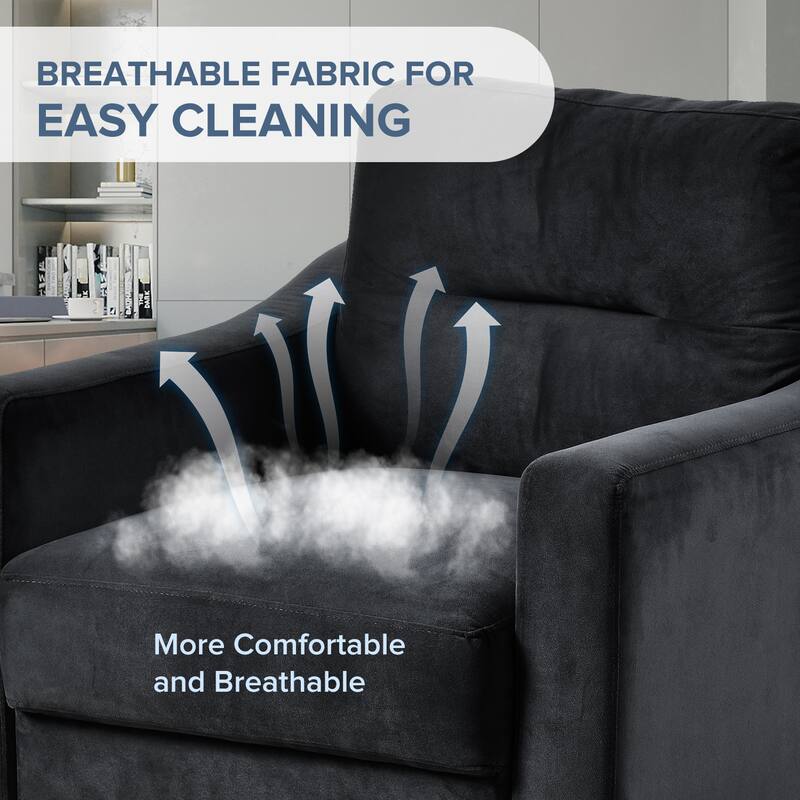 Velvet Upholstered Single Sofa Chair Sectional Couches Mordern Accent Armchair with Wooden Legs for Living Room Bedroom Office