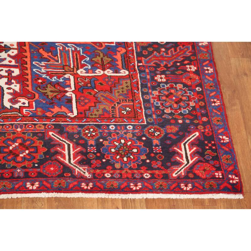 Hand Knotted Oriental 100% Wool Carpet Traditional Medallion Red Heriz Area Rug - 11' 0'' X 7' 9''