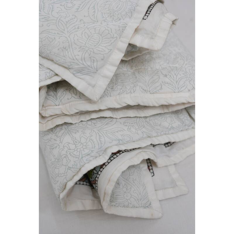 Fabdivine Hand Block Print Eco-Friendly Cotton Quilt Jaipuri Jaal Green Brown, Decorative Cotton Bedspread for Home & Bedroom