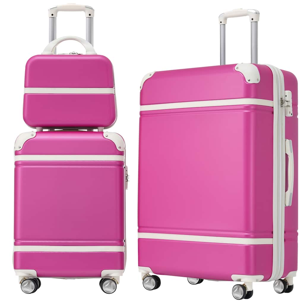 Hardshell Luggage Sets 3 Pieces 20"+24" Luggages and Cosmetic Case Spinner Suitcase with TSA Lock Lightweight