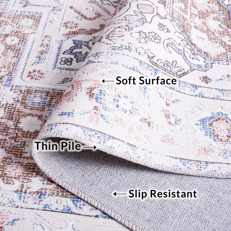 SAFAVIEH Arizona Flutur Machine Washable Slip Resistant Vintage Oriental