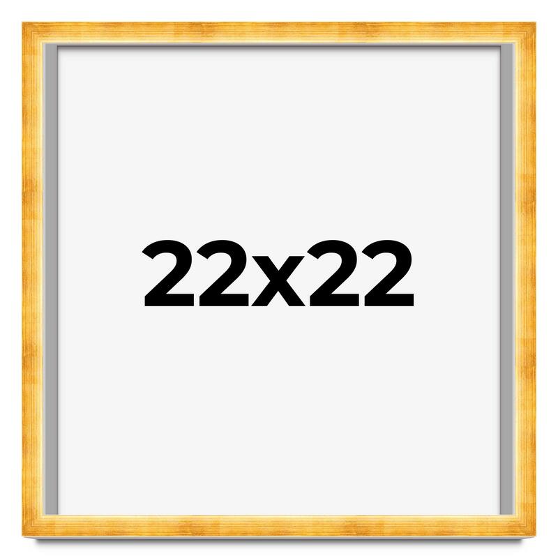 22x22 Shadow Box Frame Gold | 1.625 Inches Deep Real Wood Traditional
