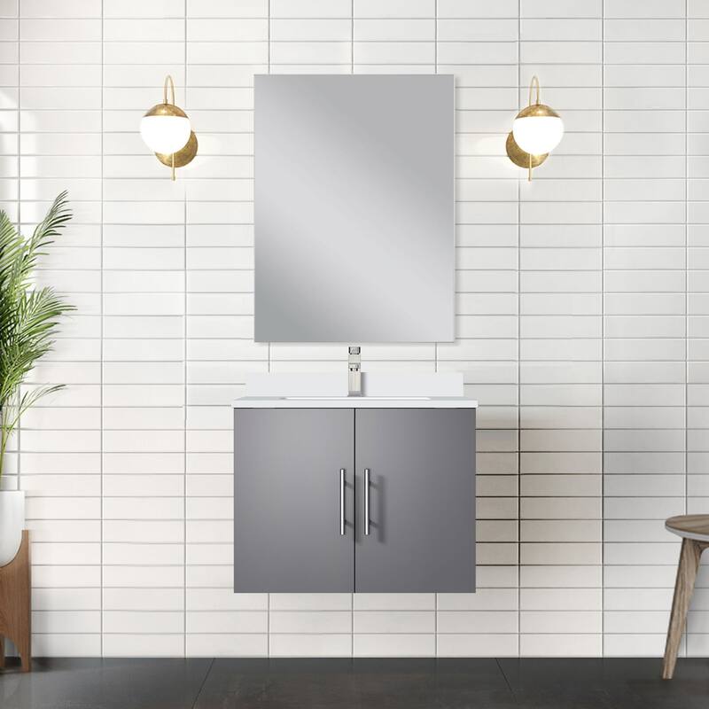 Bathroom Vanity Set with Marble Top, Single Hole Faucet, Mirror Included, Stainless Steel