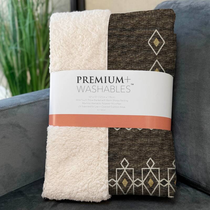 Premium Machine Washable ASB109 Boho Moroccan Sherpa Throw Blanket