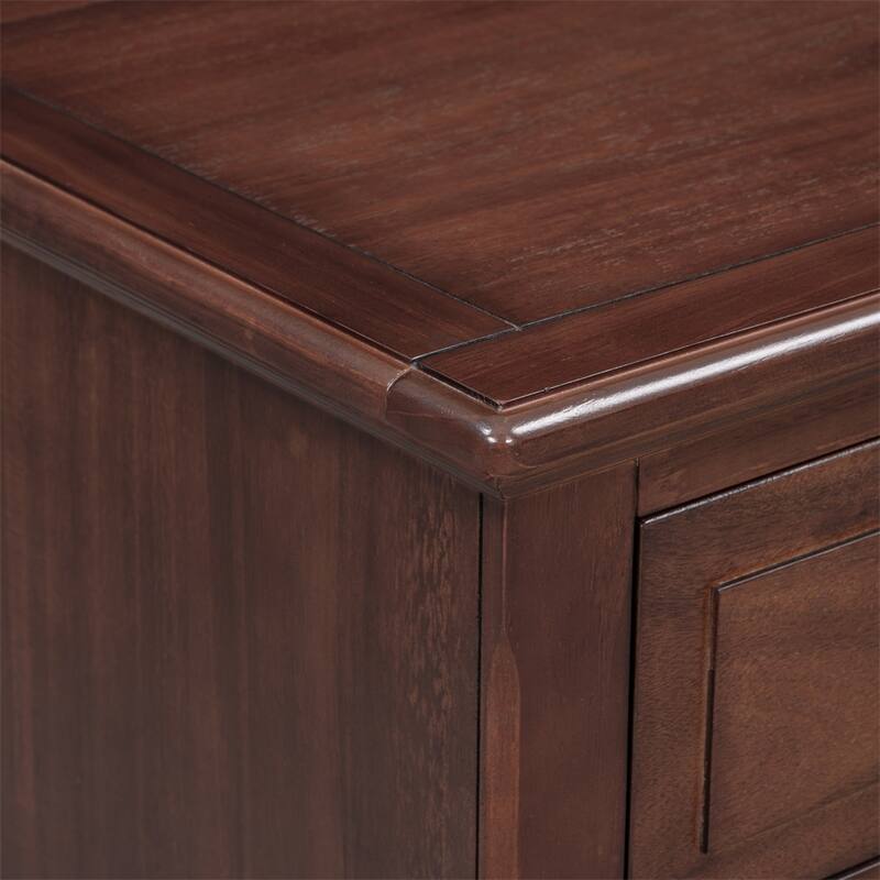 Wood Nightstand with Metal Sliding Rail and 3 Drawer