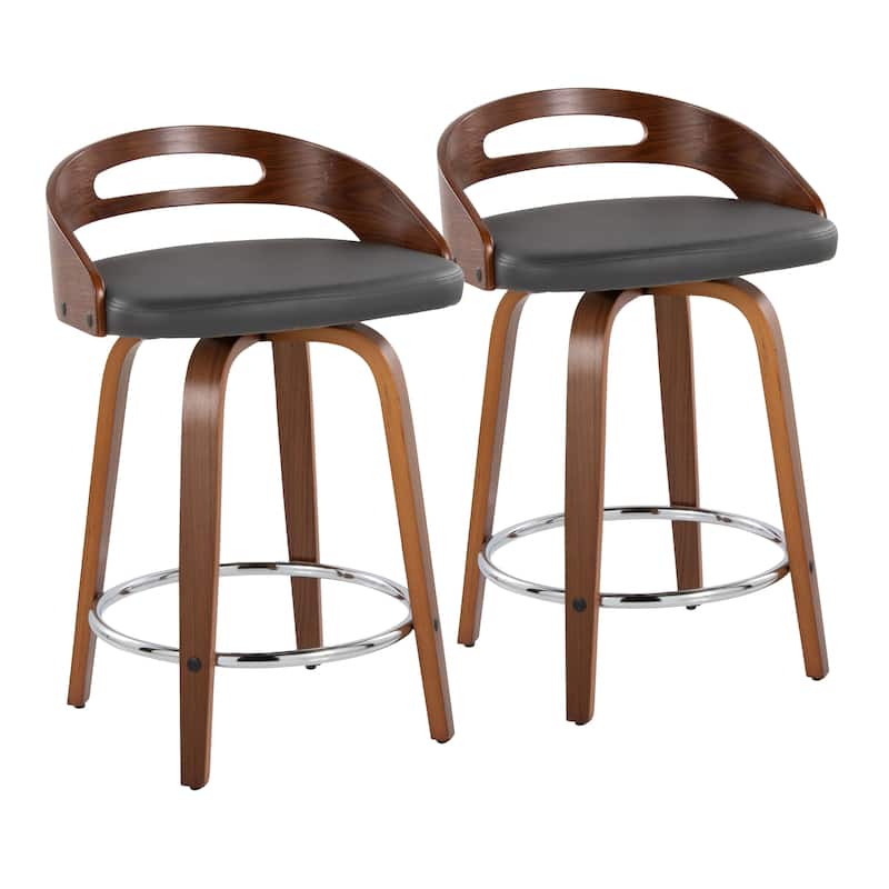 Carson Carrington Sadie 24" Fixed-Height Counter Stool with Bent Wood Legs & Round Footrest (Set of 2)