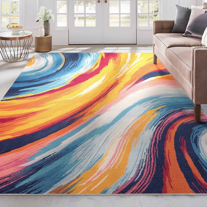 Well Woven Apollo Echoes Modern Abstract Bright Flat-Woven Area Rug - 7'10" x 9'10" - Multi