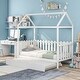 preview thumbnail 10 of 16, Unique and Elegant Twin Size Solid Pine Wood House Bed with Trundle White
