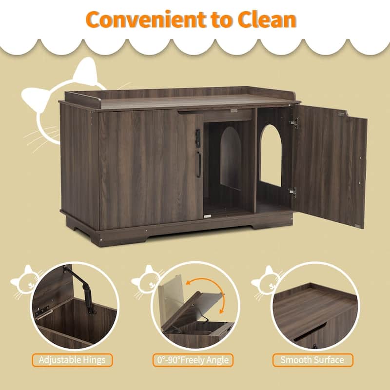 MCombo X-Large Cat Litter Box Furniture Hidden with Top Opening & Divider, Particle Board, CT37