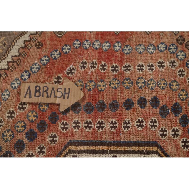 Traditional Bakhtiari Persian Vintage Rug Handmade Orange Wool Carpet - 6'10"x 9'11"