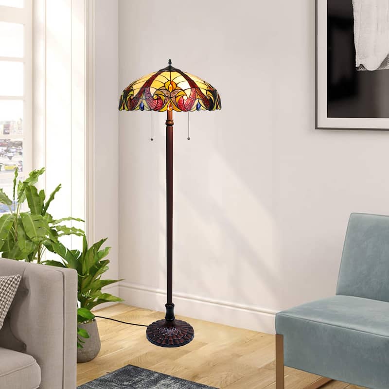 Tiffany-Style Victorian Design Dark Bronze Floor Lamp