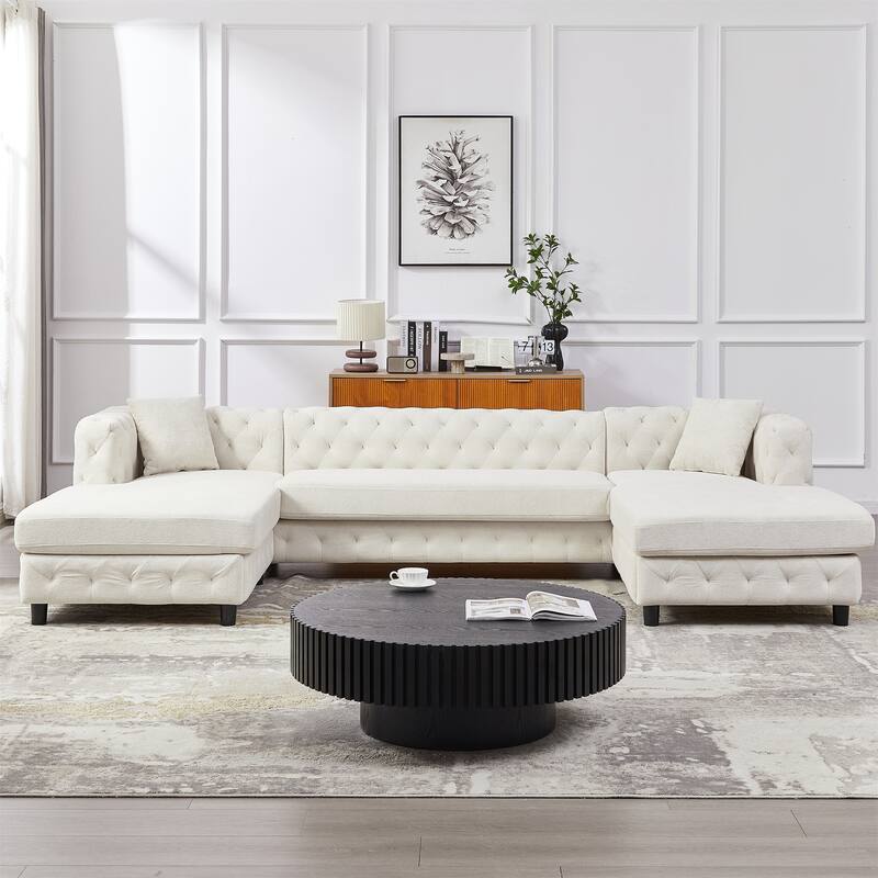 126-inch Modern Style Chenille Three Piece Sofa
