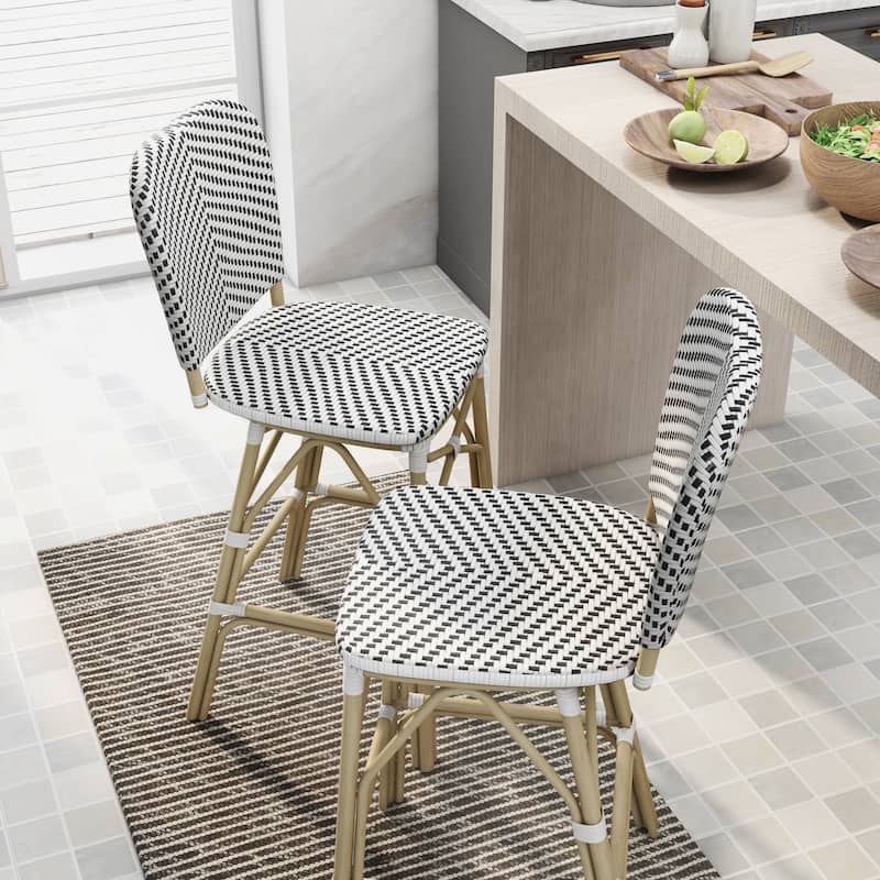 Stella Bohemian Natural Tone 30-inch Patio Bar Chairs (Set of 2) by Furniture of America - Set of 2 - Black