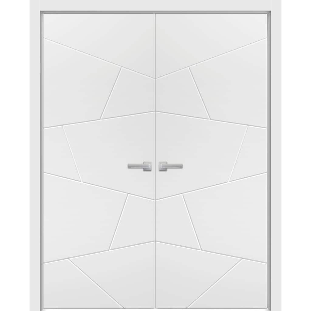 SartoDoors Planum 0990 | Interior French Doors Double French | Solid Wood | Slab Only | 36x80, White