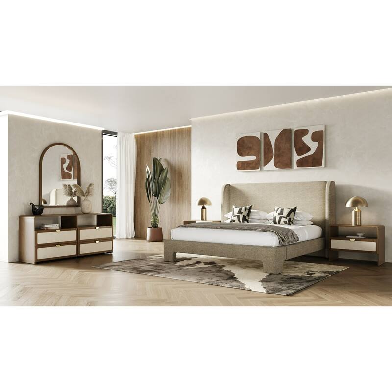 Modrest Emilio Modern Beige Fabric Bed