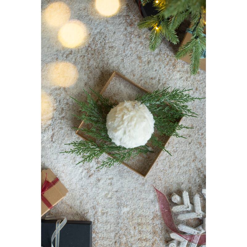 4" Cream Ruffle Ball Ornament, Decorative Hanging Ball Christmas Tree Ornaments for Holiday Party Decorations, Set of 6