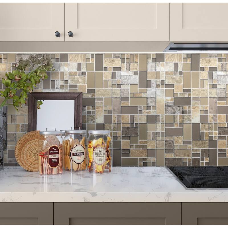 Apollo tile 12" x 12" Soleil Polished Matte Textured Brown Glass Stone Tile (4.75 sq ft/case) - 5 Pack