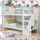 preview thumbnail 1 of 36, Modrem Twin Over Twin Bunk Bed With Storage and Guard Rail For Bedroom,Kids White