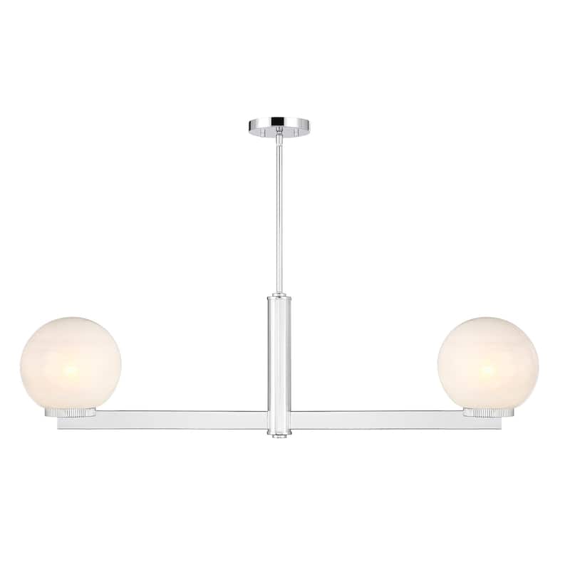 Bellevue SHCH72832 2 Light 42" Wide Linear Chandelier with Strié Glass - Chrome