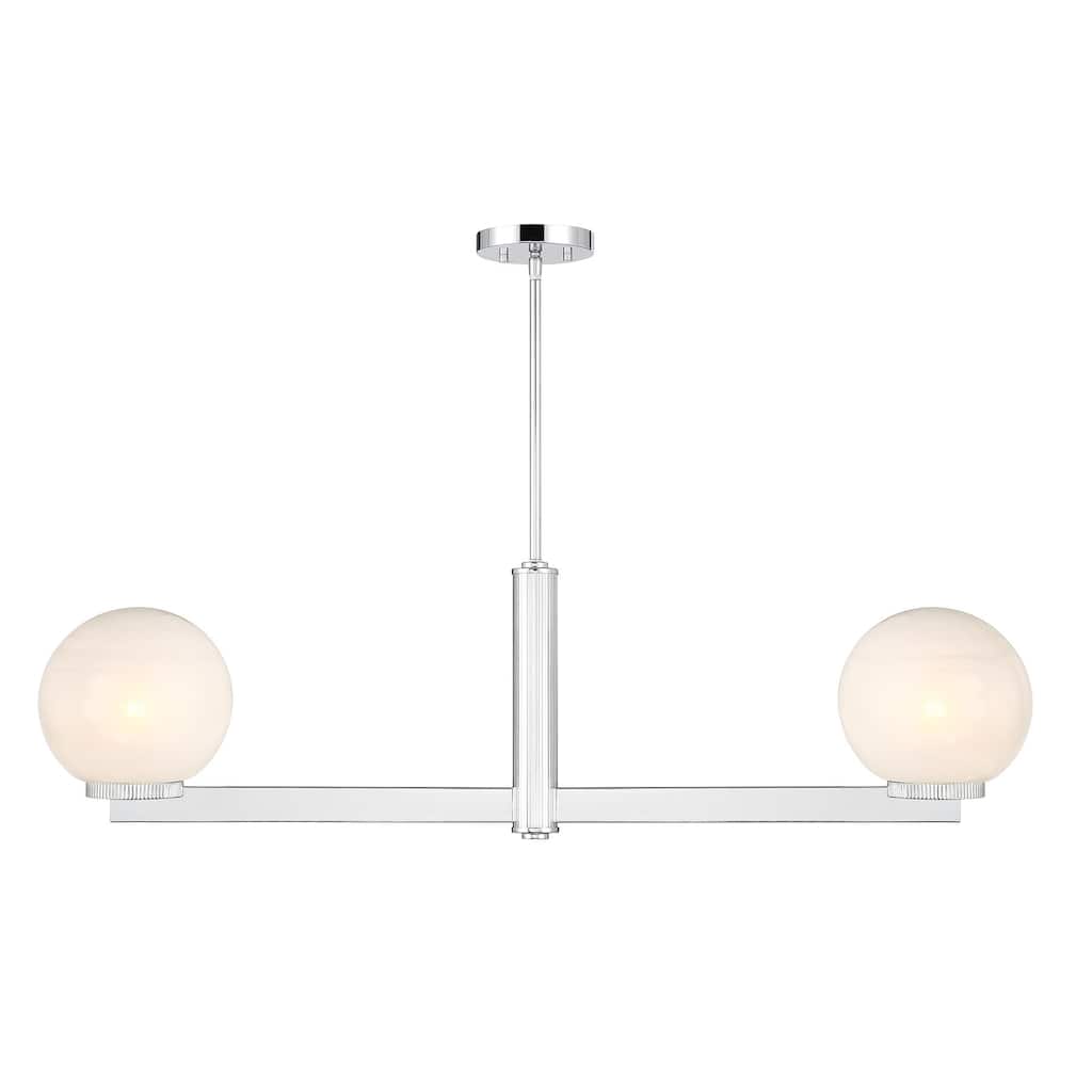 Bellevue SHCH72832 2 Light 42" Wide Linear Chandelier with Strié Glass