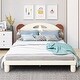preview thumbnail 11 of 14, Cute Full/Twin Size Platform Bed with Bear Ears Headboard, LED Light, Solid Wood Construction, Easy Assembly
