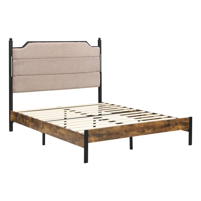 Queen Bed Frame , Upholstered headboard with Charging and Touch sensitive LED Lights, Under Bed Storage, No Box Spring Needed
