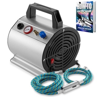 1/6 HP Airbrush Compressor w/ Internal Tank and 6 Ft. Hose - Silver
