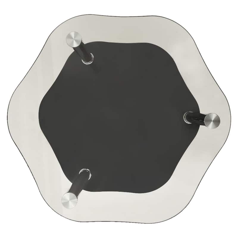 vidaXL 2-Tier Side Table Transparent & Black 15"x15"x19.7" Tempered Glass - 15" x 15" x 19.7"
