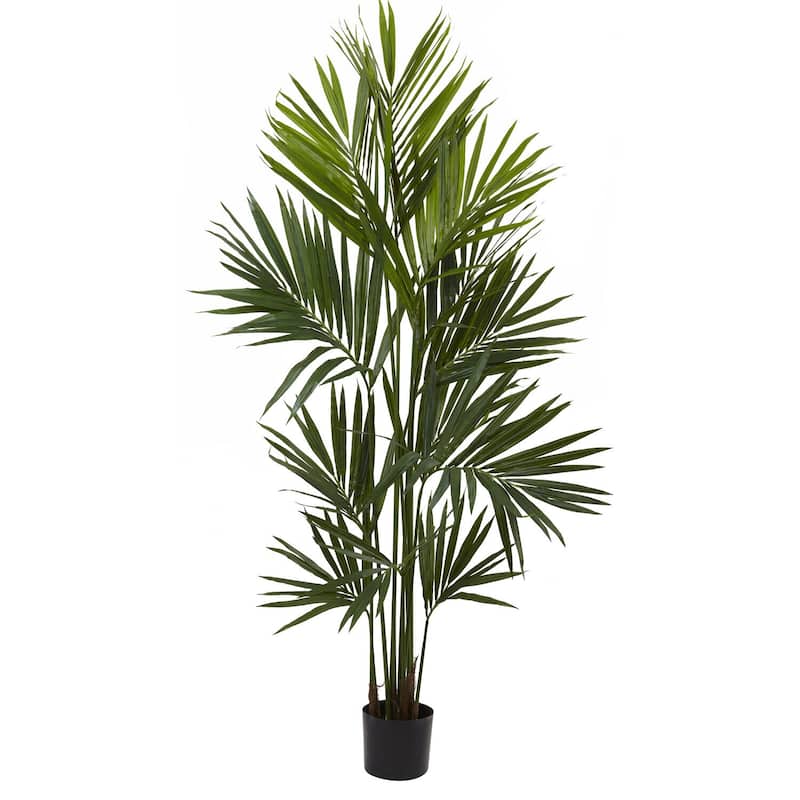 Tall Artificial Palm Tree - 84" Indoor Fake Tree in Pot - Realistic Silk Tree Decor for Home Office - 7ft.