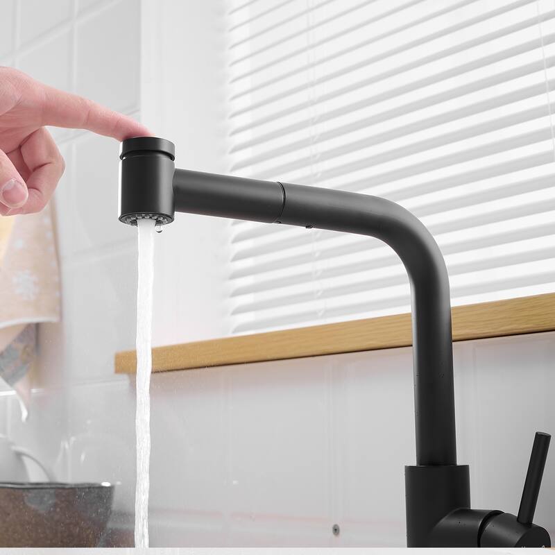 Modern Single Handle Single Hole Bathroom Sink Faucet with Pull Out Sprayer for Easy Rinsing and Cleaning